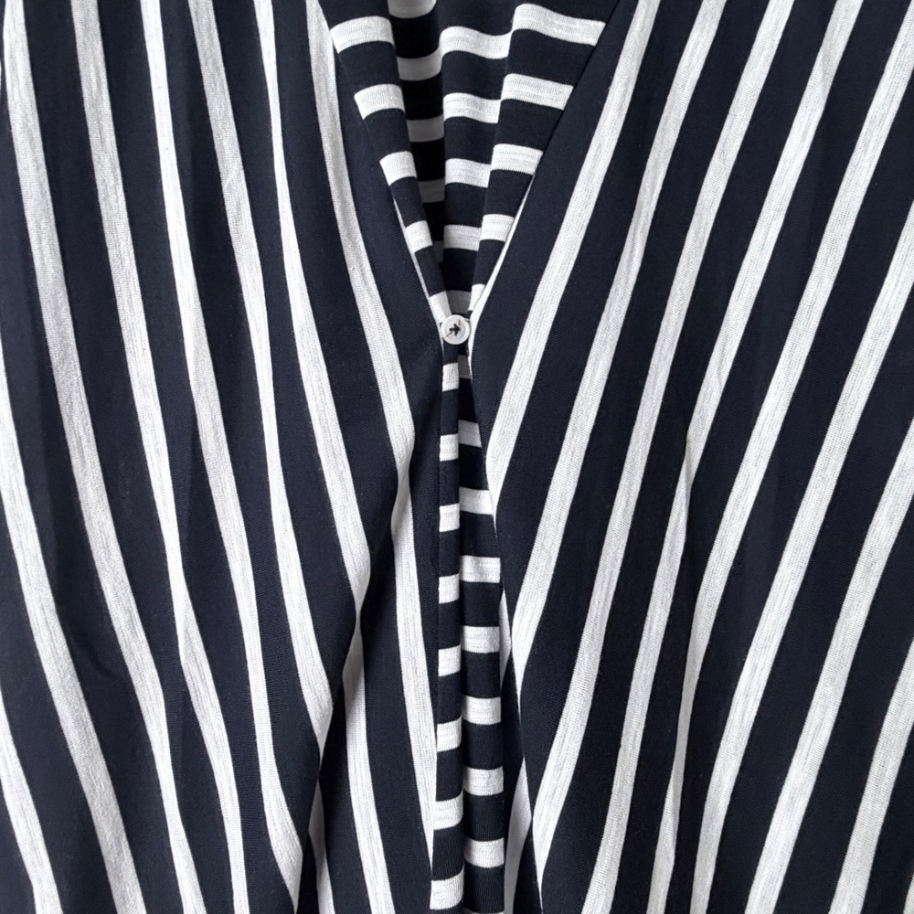 Davi & Dani Dress Women 2XL Navy Blue Striped Lace Trim Relaxed T-Shirt Pockets - Picture 11 of 13